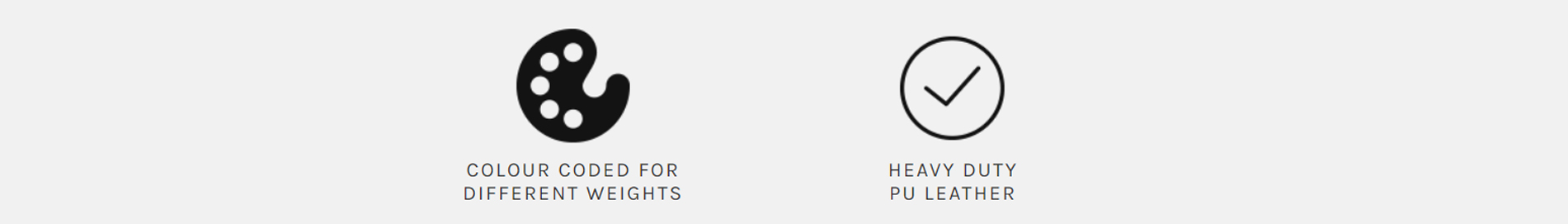 Icons: color-coded, heavy-duty PU leather